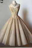 A-line Tea-length Midi Straps Homecoming Dress,Sweetheart Party Gown HZ0509