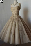 A-line Tea-length Midi Straps Homecoming Dress,Sweetheart Party Gown HZ0509