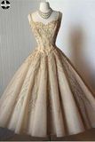 A-line Tea-length Midi Straps Homecoming Dress,Sweetheart Party Gown HZ0509