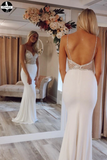 Cheap Mermaid Ivory V-Neck Straps Prom Dresses Evening Dresses for sale HZ0509
