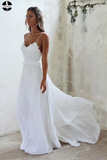 Boho Lace White Beach Wedding Dresses Sexy Open Backs Wedding Gown HZ0509