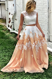 Cheap Princess Party Dress, Two Piece Long Prom Dress with Open Back for Sale HZ0509