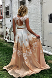Cheap Princess Party Dress, Two Piece Long Prom Dress with Open Back for Sale HZ0509