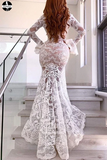 Long Sleeve Trumpet Mermaid Deep V Wedding Dress With Lace Sexy Wedding Dress HZ0509