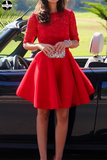 Red A-line Bateau Short Mini Chiffon Homecoming Dress, Short Prom Dresses HZ0509