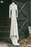 High Neck Lace Appliques Long Sleeve Mermaid Beach Wedding Dresses, Bridal Dresses HZ0509