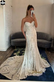 Chic Mermaid Boho Lace Court Train Rustic Wedding Dress HZ0509