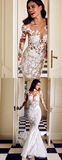 Trumpet/Mermaid Long Sleeve Lace Rustic Wedding Dresses With Applique HZ0509