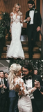 Trumpet/Mermaid Long Sleeve Lace Rustic Wedding Dresses With Applique HZ0509