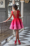 Red A-line Scoop Homecoming Dress Tulle Short Prom Drsess HZ0509