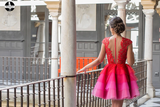 Red A-line Scoop Homecoming Dress Tulle Short Prom Drsess HZ0509