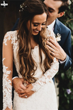 Elegant Mermaid Wedding Dresses Long Sleeves Lace Bridal Gowns HZ0509