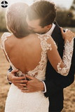 Elegant Mermaid Wedding Dresses Long Sleeves Lace Bridal Gowns HZ0509