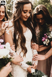 Elegant Mermaid Wedding Dresses Long Sleeves Lace Bridal Gowns HZ0509