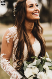 Elegant Mermaid Wedding Dresses Long Sleeves Lace Bridal Gowns HZ0509