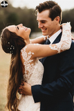 Elegant Mermaid Wedding Dresses Long Sleeves Lace Bridal Gowns HZ0509