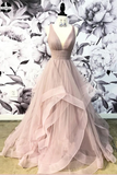 Open Back Dusty Pink Long Prom Dress Simple Ball Gowns Unique Prom Dress Long Evening Gowns HZ0509