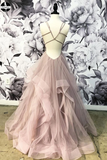 Open Back Dusty Pink Long Prom Dress Simple Ball Gowns Unique Prom Dress Long Evening Gowns HZ0509