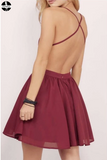 Burgundy Homecoming Dress Spaghetti Straps A-line Lace Short Prom Dress Party Dress HZ0509