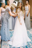 Long Sleeves See Through Cheap Wedding Dresses, Sexy Backless A-line Bridal Dresses HZ0509