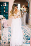 Long Sleeves See Through Cheap Wedding Dresses, Sexy Backless A-line Bridal Dresses HZ0509
