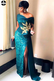 Beautiful Green Lace Long Prom Dresses, African Formal Dresses HZ0509