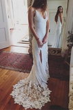 Graceful Lace Spaghetti Straps Neckline Sheath Wedding Dress HZ0509