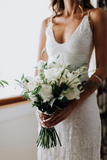 Graceful Lace Spaghetti Straps Neckline Sheath Wedding Dress HZ0509