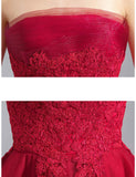 Full Fashion Tube Lace A Line Dress, Red Prom Dress, Evening Dresses HZ0509