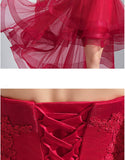 Full Fashion Tube Lace A Line Dress, Red Prom Dress, Evening Dresses HZ0509