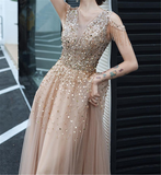 A line Evening Dress,Beading Party Dress,Formal Evening Gown Women Girls HZ0509
