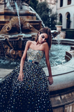 A line Black Sweetheart Beaded Long Prom Dresses Tulle Evening Dress HZ0509