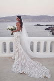 Spaghetti Straps Mermaid Wedding Dresses Lace Appliqued Gowns HZ0509