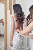Spaghetti Straps Mermaid Wedding Dresses Lace Appliqued Gowns HZ0509