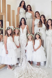 Spaghetti Straps Mermaid Wedding Dresses Lace Appliqued Gowns HZ0509