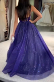 Shiny V Neck Spaghetti Straps Long Prom Dresses, Bling Bling A Line Formal Evening Dresses HZ0509
