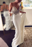Sexy Spaghetti Straps Mermaid Beach Wedding Dresses, Long Prom Dress with Lace HZ0509