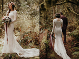Beautiful Lace Mermaid Round Neck Long Sleeves Wedding Dresses HZ0509