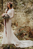 Beautiful Lace Mermaid Round Neck Long Sleeves Wedding Dresses HZ0509
