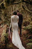 Beautiful Lace Mermaid Round Neck Long Sleeves Wedding Dresses HZ0509