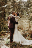 Beautiful Lace Mermaid Round Neck Long Sleeves Wedding Dresses HZ0509