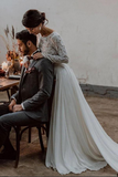 Chiffon Two Pieces Long Sleeves Wedding Dresses, Lace Bridal Dresses HZ0509