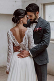 Chiffon Two Pieces Long Sleeves Wedding Dresses, Lace Bridal Dresses HZ0509