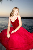 Burgundy A Line Tulle Strapless Prom Dress Long Formal Ball Dress, Evening Dress HZ0509