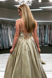 Spagetti Straps Champagne Prom Dresses Evening Dresses, Cheap Long Party Dress for Sale HZ0509