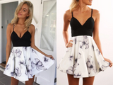 Chic Straps Deep V Neck Short Knee Length Homecoming Dress HZ0509