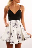 Chic Straps Deep V Neck Short Knee Length Homecoming Dress HZ0509