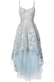 Spaghetti Straps Sweetheart Asymmetrical Prom Dress, High Low Homecoming Dresses HZ0509