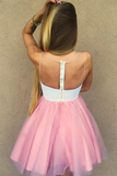White Bodice Blush Pink Short Tulle Homecoming Dress, Party Dress HZ0509