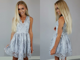V Neck Sleeveless Homecoming Dresses,Lace Up Appliques Short Prom Dress HZ0509